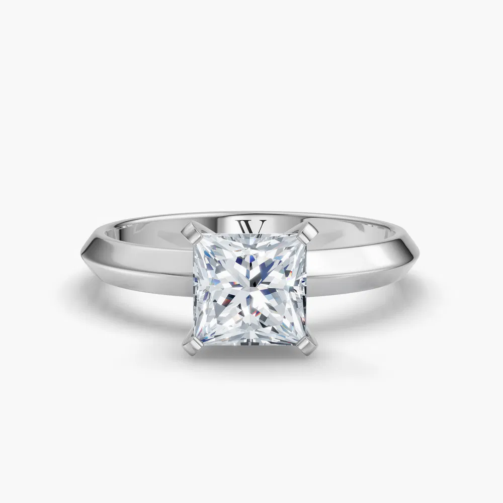 Marshi 1 carat Lab Grown Diamond Princess Cut Solitaire, Classic, Simple Engagement Ring in 14K White Gold