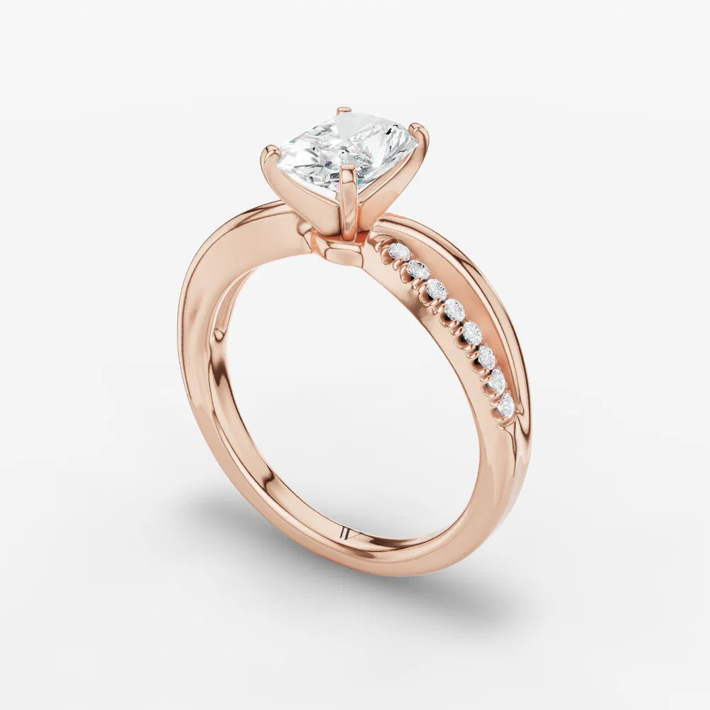 Certified 3 carat Lab Grown Diamond Radiant Cut Pavé, Split Shank Engagement Ring in 14K Rose Gold-Polaris