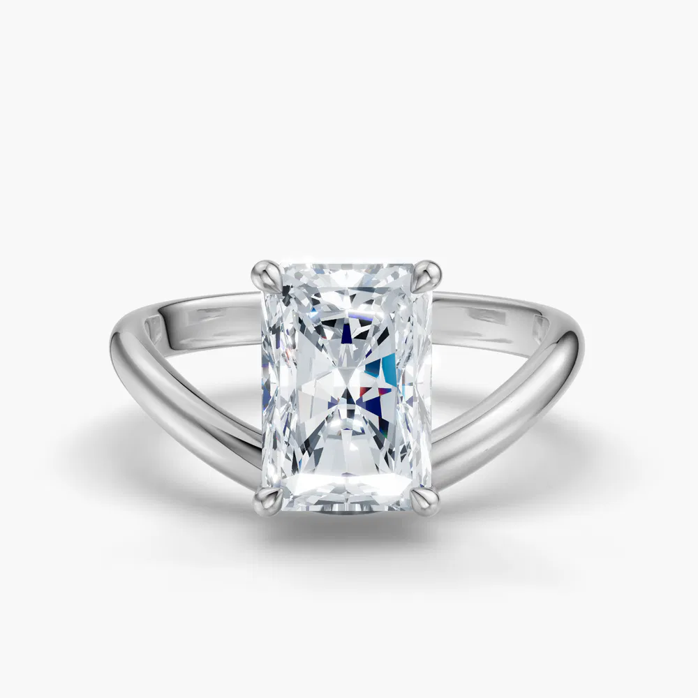 Certified 3 carat Lab Grown Diamond Radiant Cut Solitaire, Floating Engagement Ring in 14K White Gold-Thal