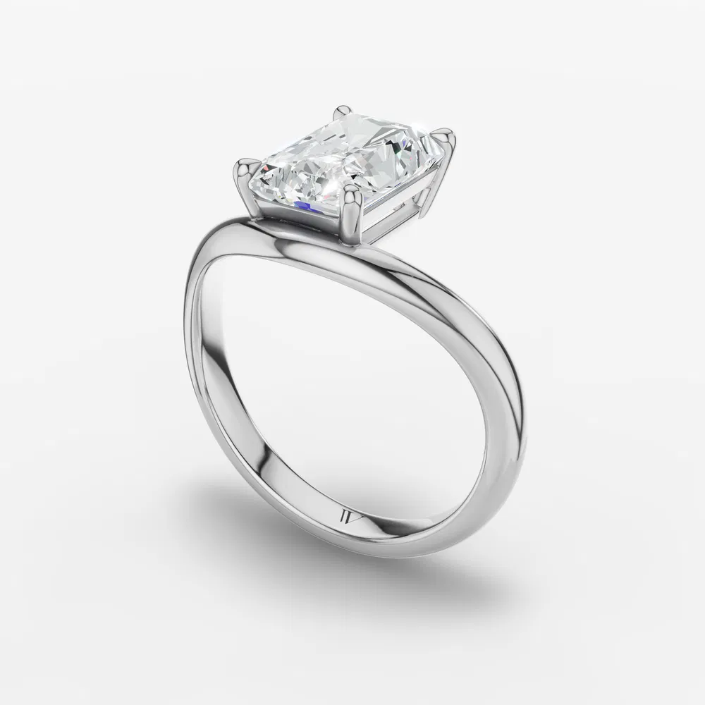 Certified 3 carat Lab Grown Diamond Radiant Cut Solitaire, Floating Engagement Ring in 14K White Gold-Thal
