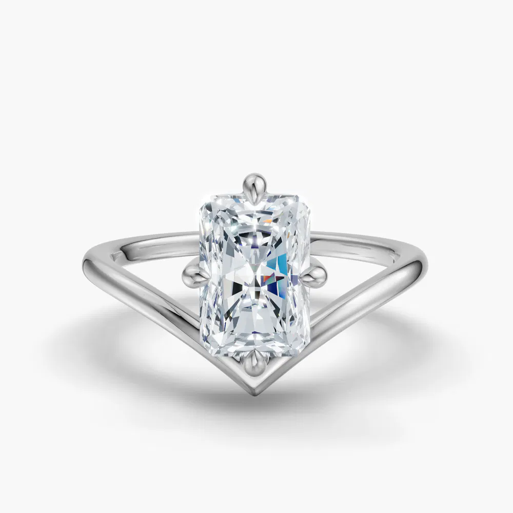 Certified 3 carat Lab Grown Diamond Radiant Cut Solitaire, Floating Engagement Ring in 14K White Gold-Lira