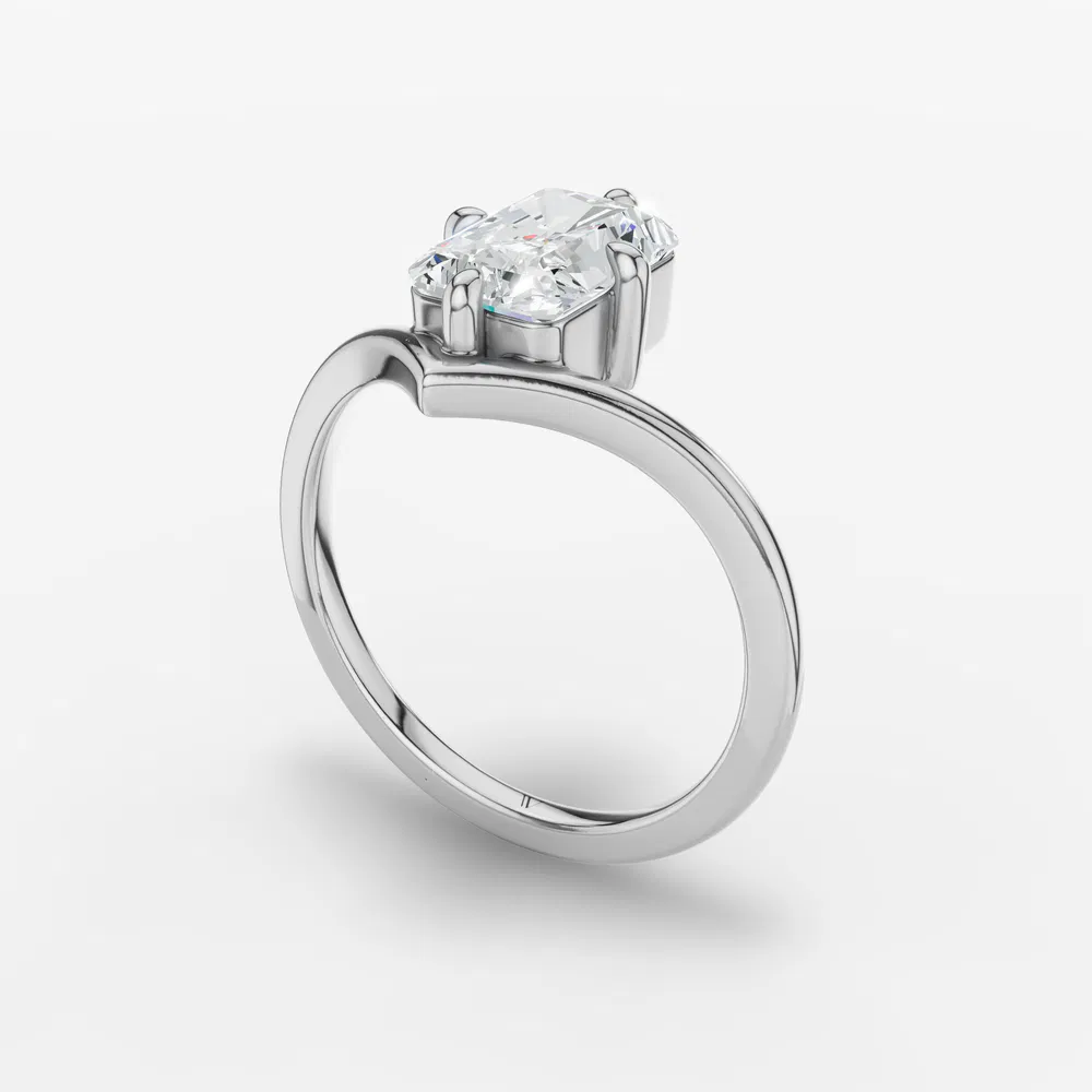 Certified 3 carat Lab Grown Diamond Radiant Cut Solitaire, Floating Engagement Ring in 14K White Gold-Lira