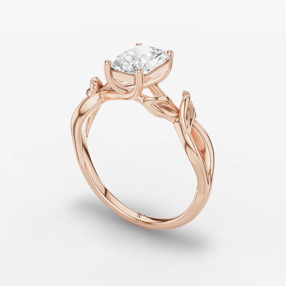 Certified 3 carat Lab Grown Diamond Radiant Cut Solitaire, Vintage, Split Shank Engagement Ring in 14K Rose Gold-Mirel