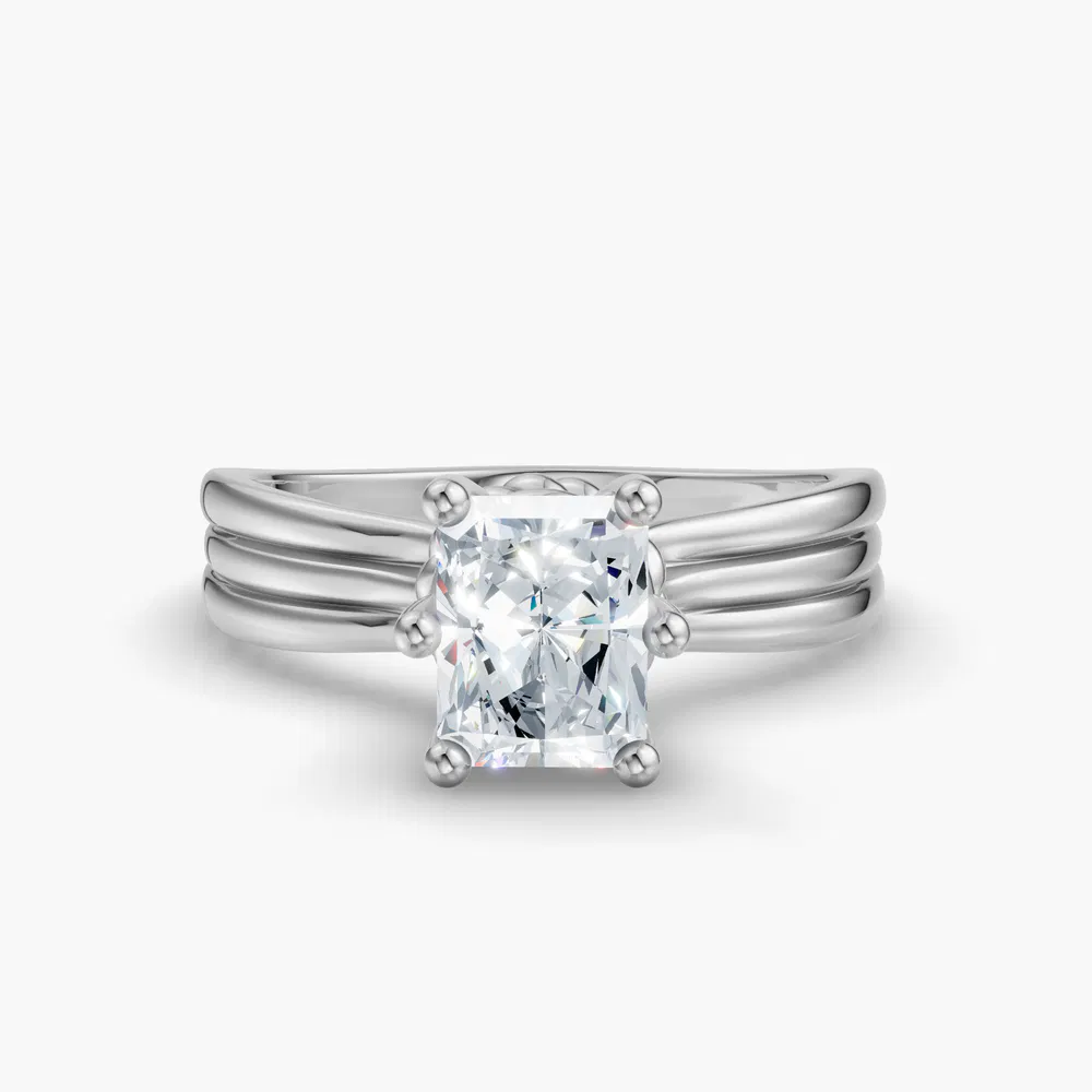 Certified 3 carat Lab Grown Diamond Radiant Cut Solitaire, Floating Engagement Ring in 14K White Gold-Celest