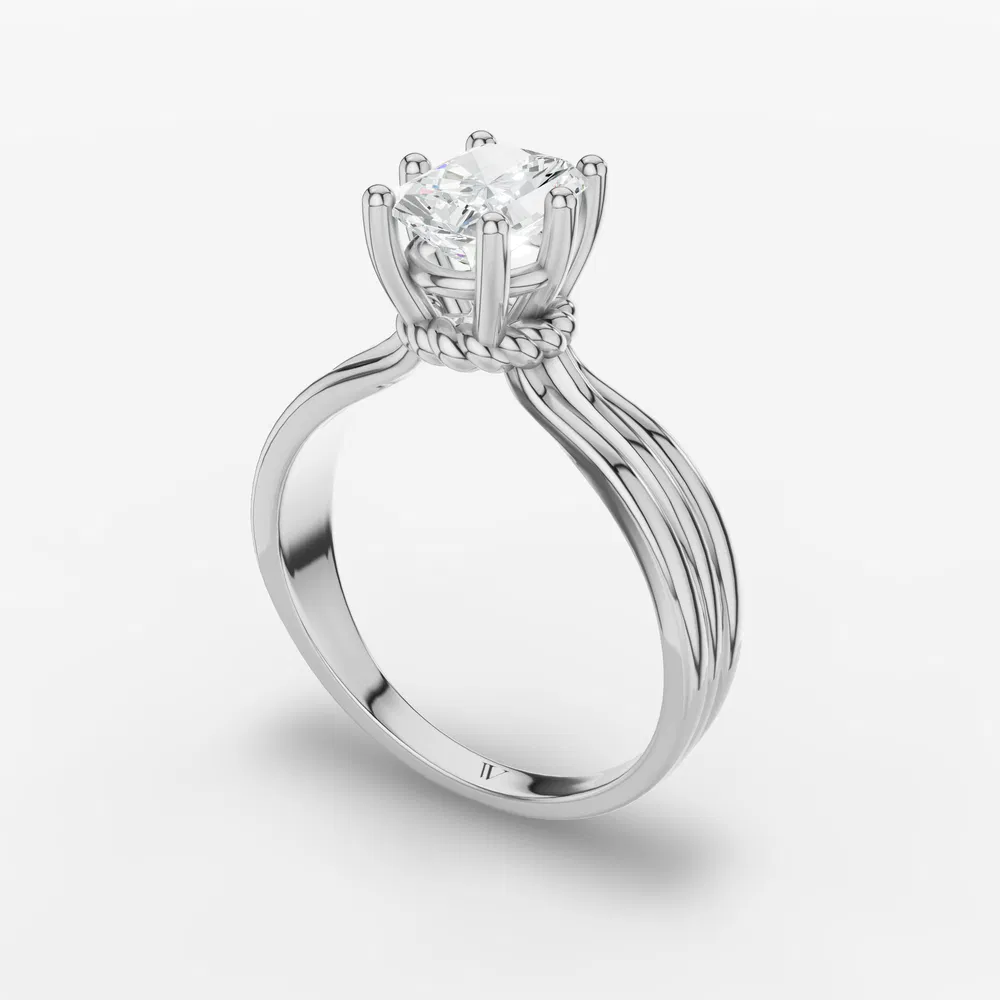 Certified 3 carat Lab Grown Diamond Radiant Cut Solitaire, Floating Engagement Ring in 14K White Gold-Celest