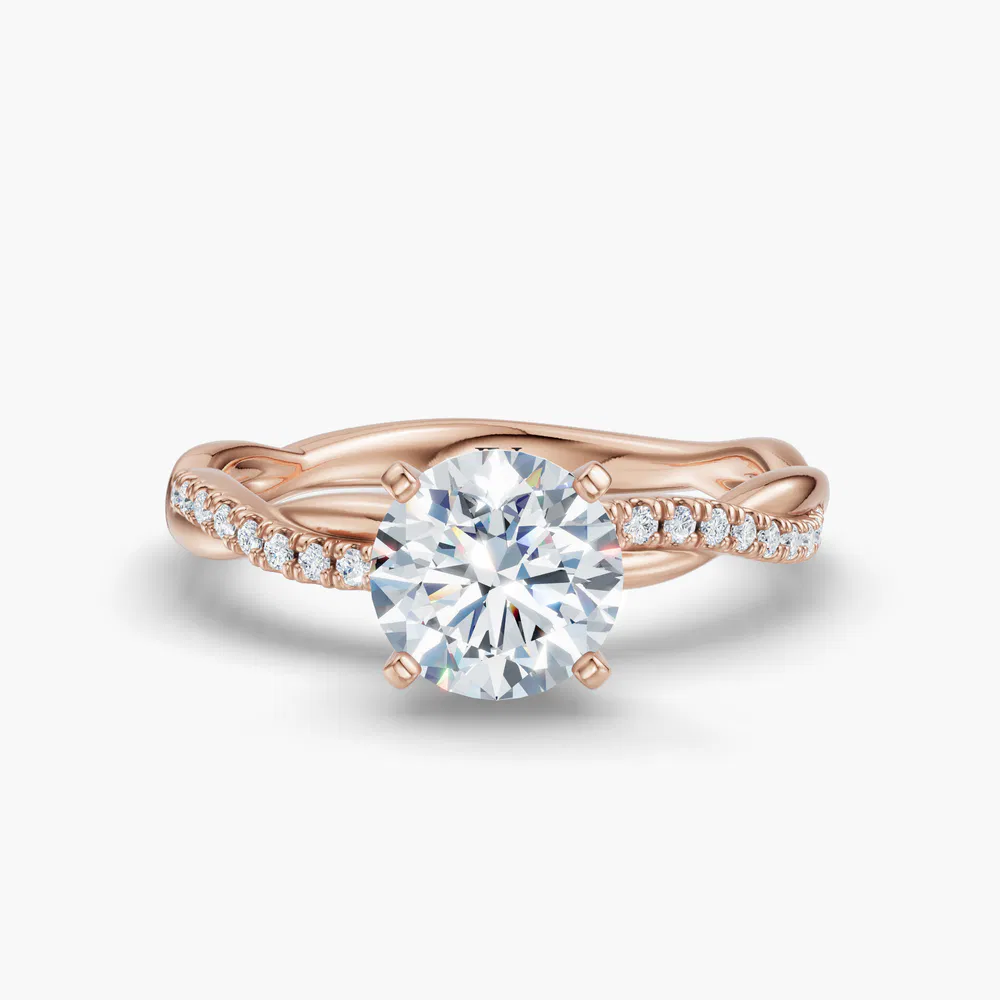 Obliq 1 carat Lab Grown Diamond Round Cut Pavé, Twist, Infinity Engagement Ring in 14K Rose Gold