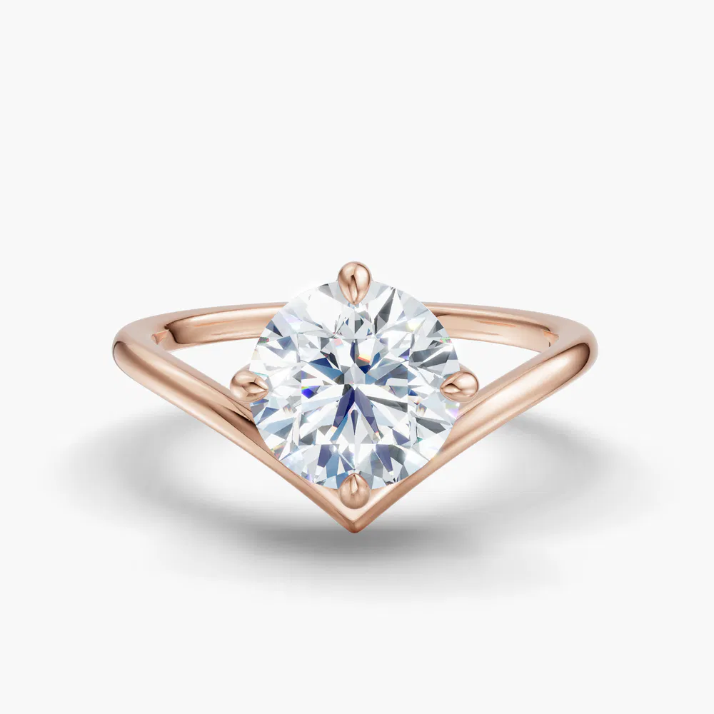 Lira 1 carat Lab Grown Diamond Round Cut Solitaire, Floating Engagement Ring in 14K Rose Gold