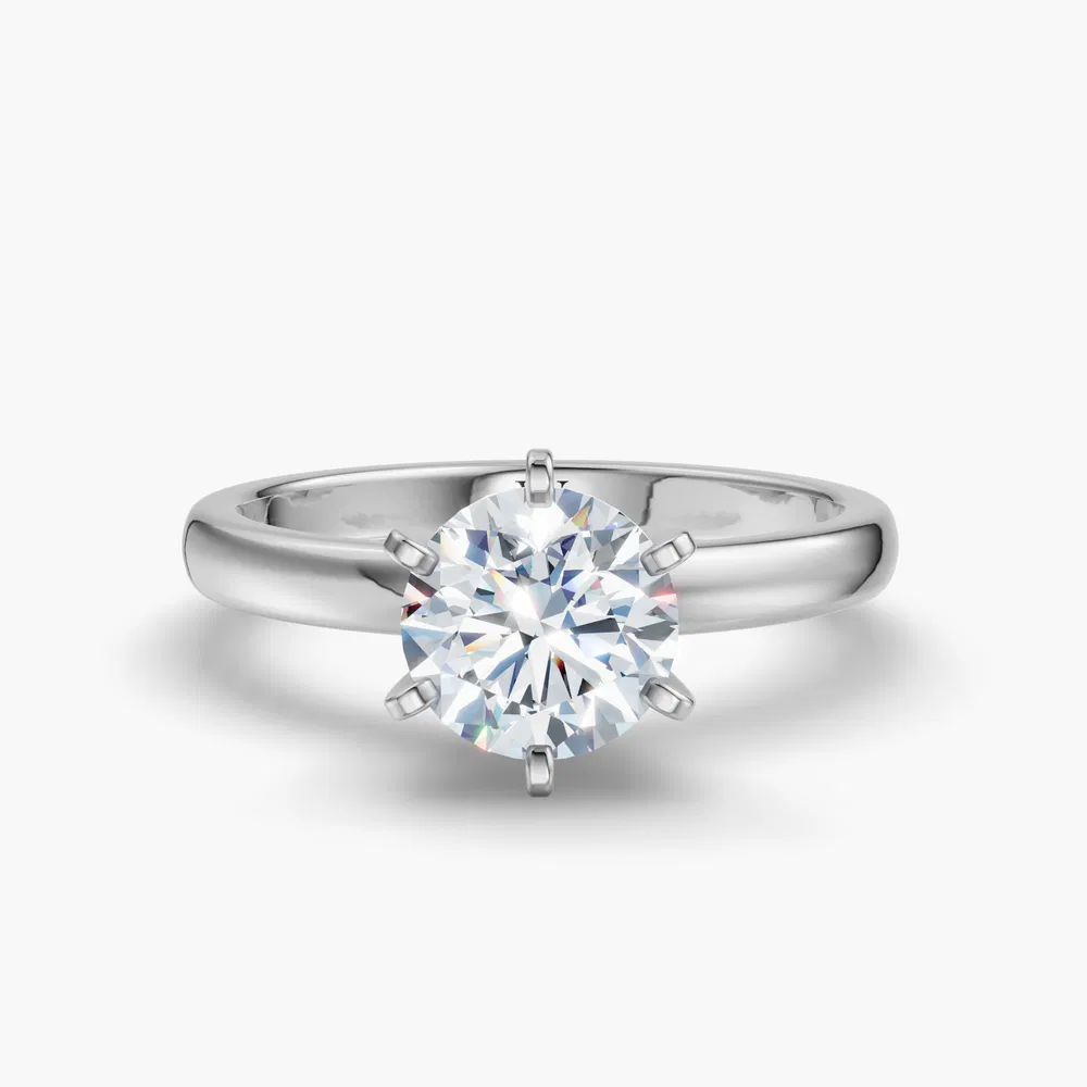 Certified 2 carat Lab Grown Diamond Round Cut Solitaire, Classic, Simple Engagement Ring in 14K White Gold-Thaly