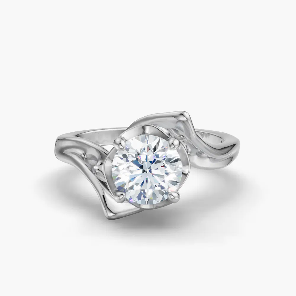 Certified 2 carat Lab Grown Diamond Round Cut Solitaire, Unique, Four Prong Engagement Ring in 14K White Gold-Opalyn