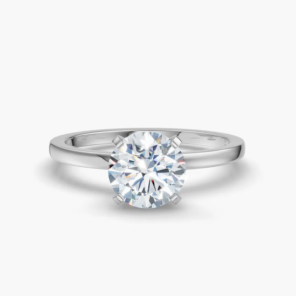Cara 1 carat Lab Grown Diamond Round Cut Simple, Solitaire, Classic Engagement Ring in 14K White Gold