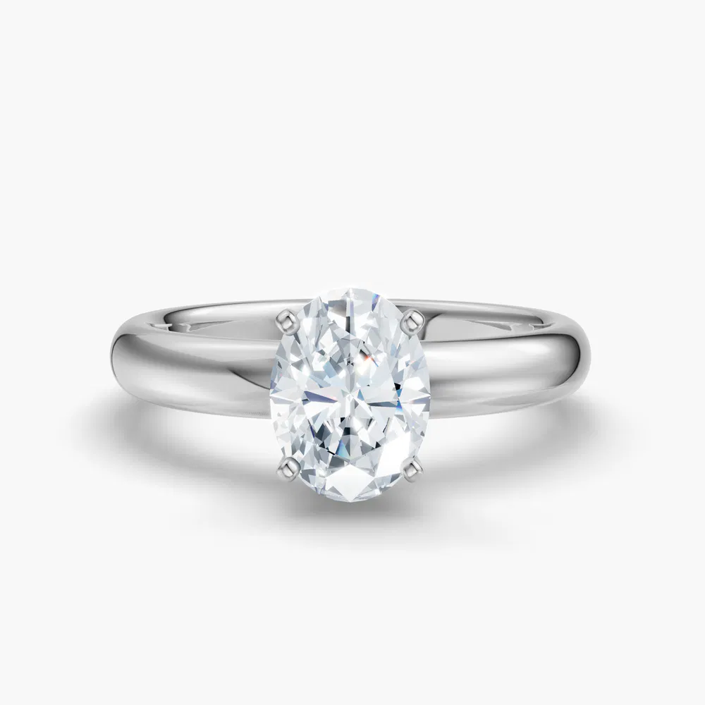 Certified 1 carat Lab Grown Diamond Oval Cut Solitaire, Classic, Simple Engagement Ring in 14K White Gold-Sorrq
