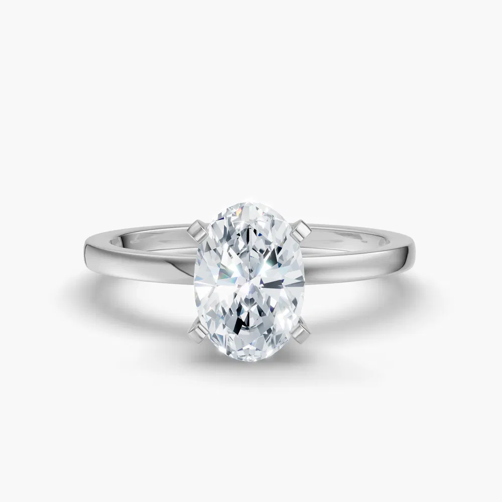 Certified 1 carat Lab Grown Diamond Oval Cut Solitaire, Classic, Simple Engagement Ring in 14K White Gold-Cara