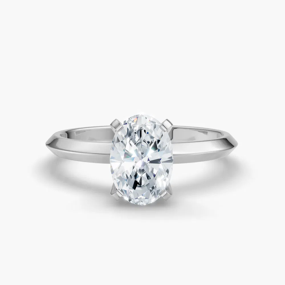 Certified 1 carat Lab Grown Diamond Oval Cut Solitaire, Classic, Simple Engagement Ring in 14K White Gold-Sylun