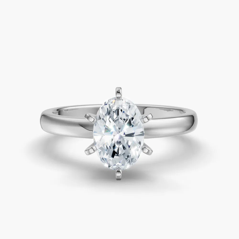 Certified 1 carat Lab Grown Diamond Oval Cut Solitaire, Classic, Simple Engagement Ring in 14K White Gold-Thaly