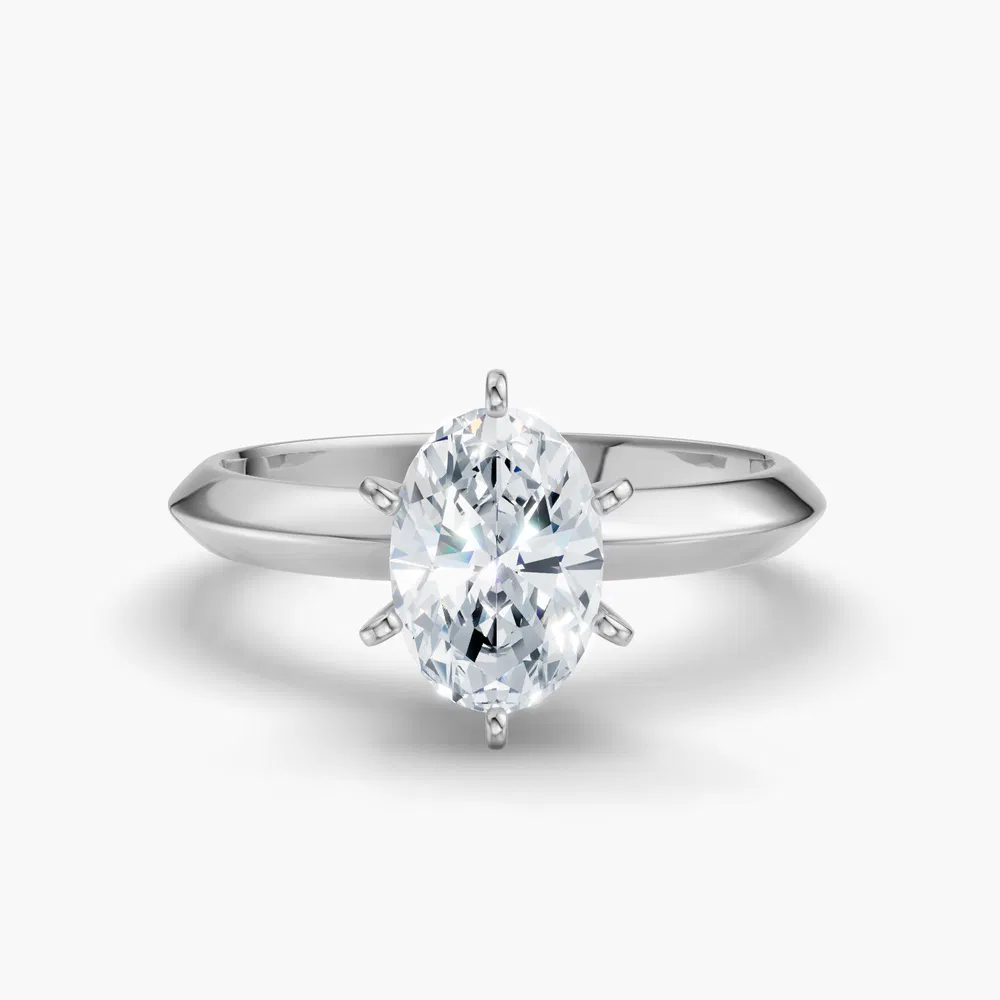 Certified 1 carat Lab Grown Diamond Oval Cut Solitaire, Classic, Simple Engagement Ring in 14K White Gold-Aurori