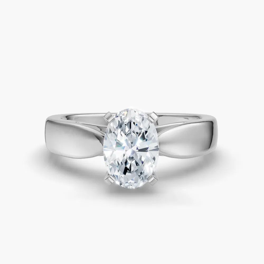 Certified 1 carat Lab Grown Diamond Oval Cut Solitaire, Cathedral Engagement Ring in 14K White Gold-Arlo