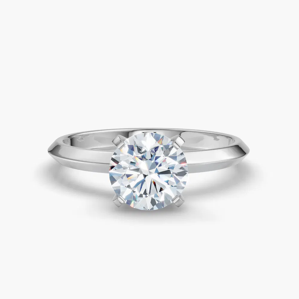 Sylun 1 carat Lab Grown Diamond Round Cut Solitaire, Classic, Simple Engagement Ring in 14K White Gold