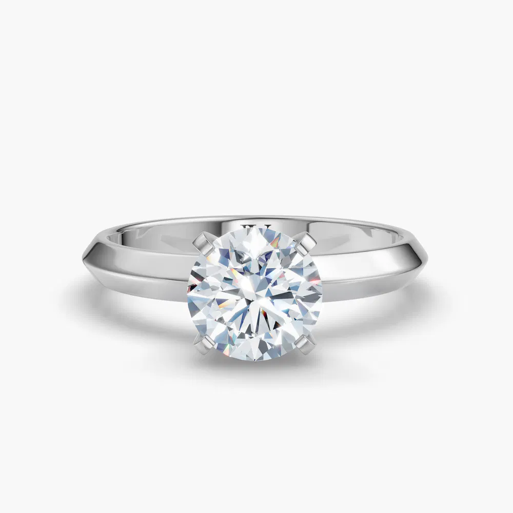 Marshi 1 carat Lab Grown Diamond Round Cut Solitaire, Classic, Simple Engagement Ring in 14K White Gold