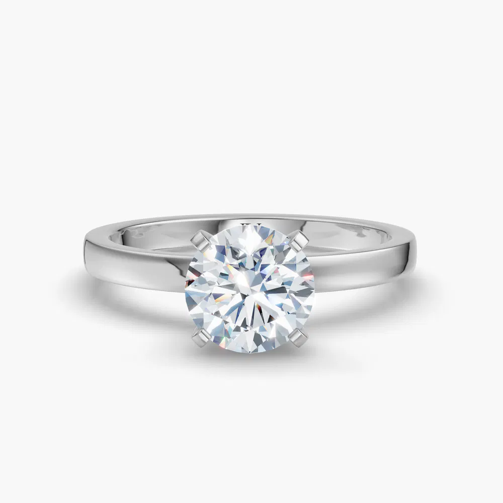 Ocea 1 carat Lab Grown Diamond Round Cut Solitaire, Classic, Simple Engagement Ring in 14K White Gold