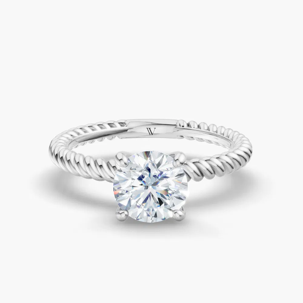 Liray 1 carat Lab Grown Diamond Round Cut Twist, Solitaire, Vintage Engagement Ring in 14K White Gold