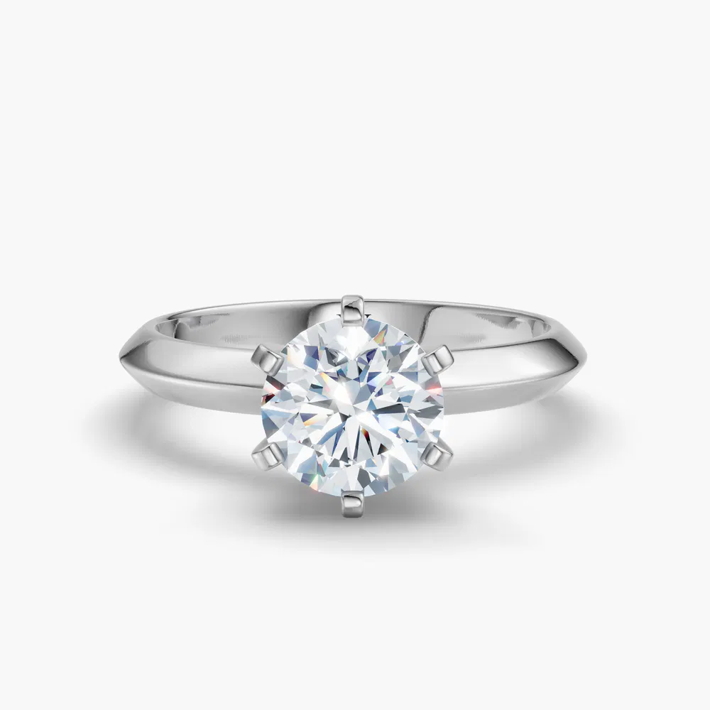 Aurori 1 carat Lab Grown Diamond Round Cut Solitaire, Classic, Simple Engagement Ring in 14K White Gold