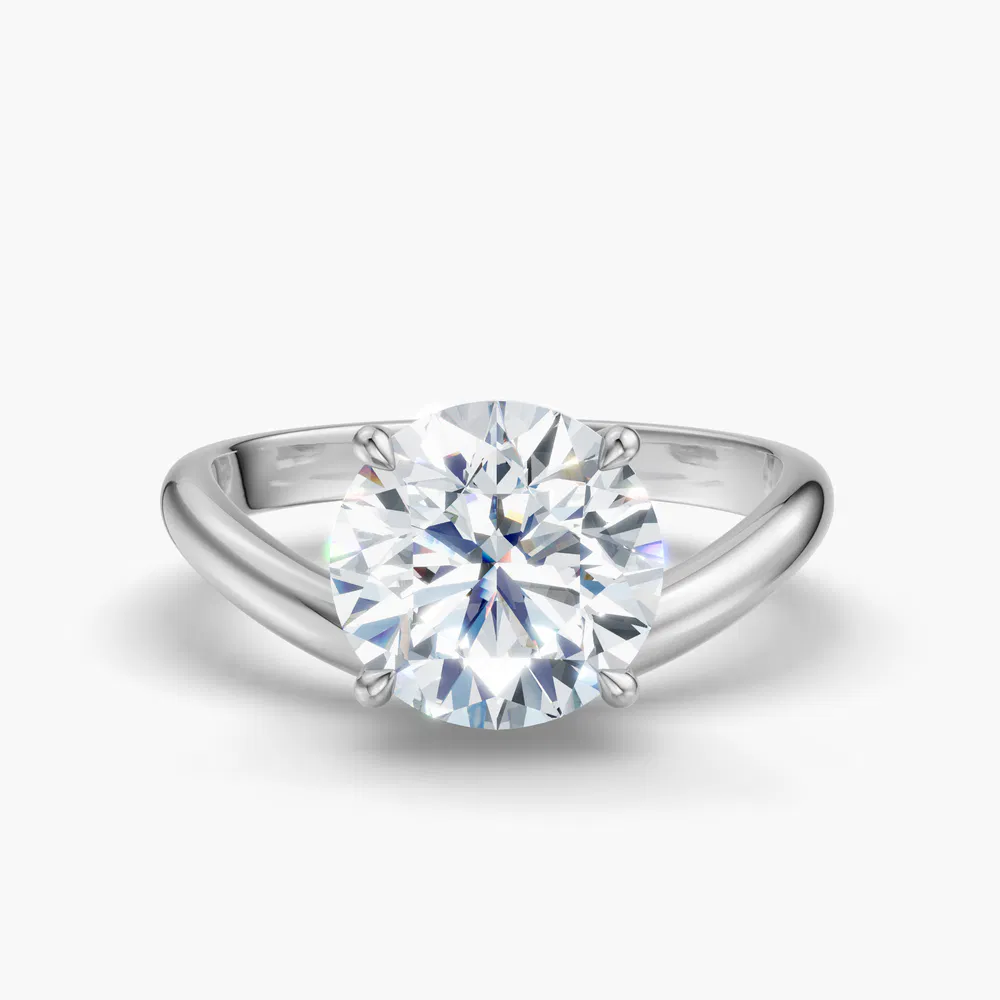 Thal 1 carat Lab Grown Diamond Round Cut Solitaire, Floating Engagement Ring in 14K White Gold