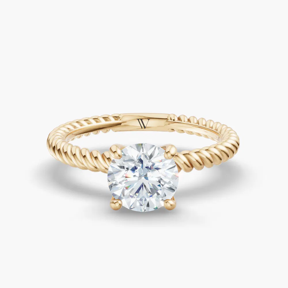 Liray 1 carat Lab Grown Diamond Round Cut Solitaire, Vintage, Twist Engagement Ring in 14K Yellow Gold