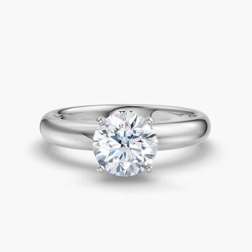 Sorrq 1 carat Lab Grown Diamond Round Cut Solitaire, Low profile, Classic Engagement Ring in 14K White Gold