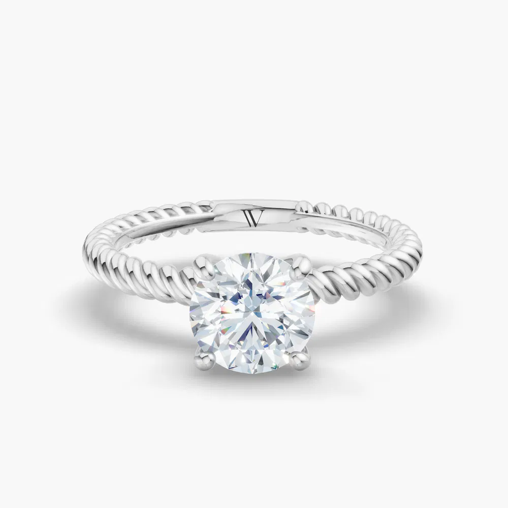 Liray 1 carat Lab Grown Diamond Round Cut Solitaire, Vintage, Twist Engagement Ring in 14K White Gold
